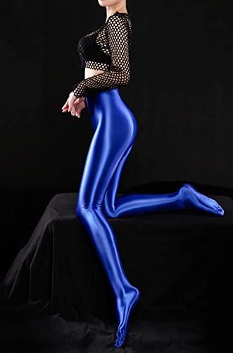 Image of FEOYA Women's Wet Look Footed Leggings Metallic Dance Tights Shiny Leggings Shimmer Pants Glitter Tights