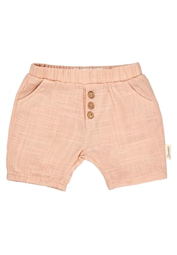 Sterntaler Shorts Leinenoptik - Kurze Babyhose aus Baumwolle in Leinenoptik - Mädchen Sommerhose mit elastischem Bund und Zierknöpfen - Baby und Kinder Bekleidung - Aprikose, Größe 80