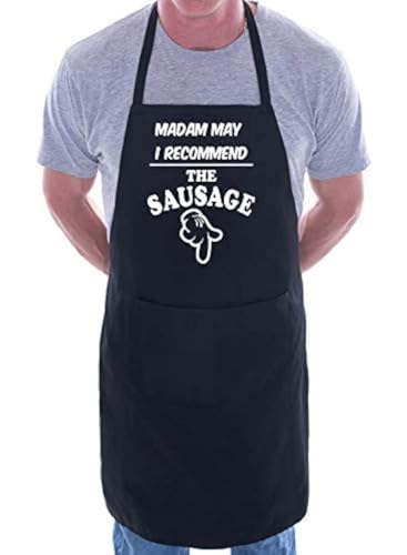Print4U Slogan Novelty Cooking Apron Recommend The Sausage Black - Cosy Home Interiors Print4U Slogan Novelty Cooking Apron Recommend The Sausage Black