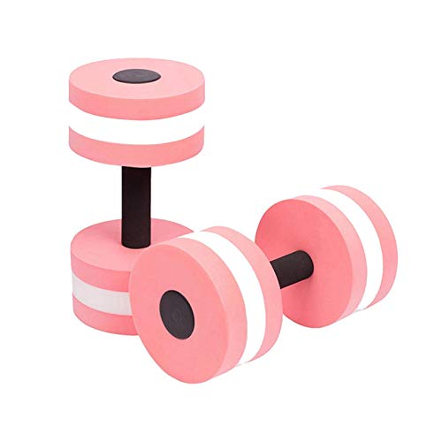 1 par de mancuernas de agua de 27 cm, peso de agua, juego de mancuernas de espuma EVA, pesas acuáticas, ejercicio acuático, aeróbicos acuáticos, piscina, fitness, color rosa
