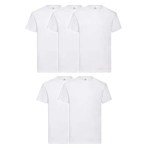 Fruit of the Loom Original T., T-Shirt Uomo, Bianco (White 30), Medium(Pacco da 5)