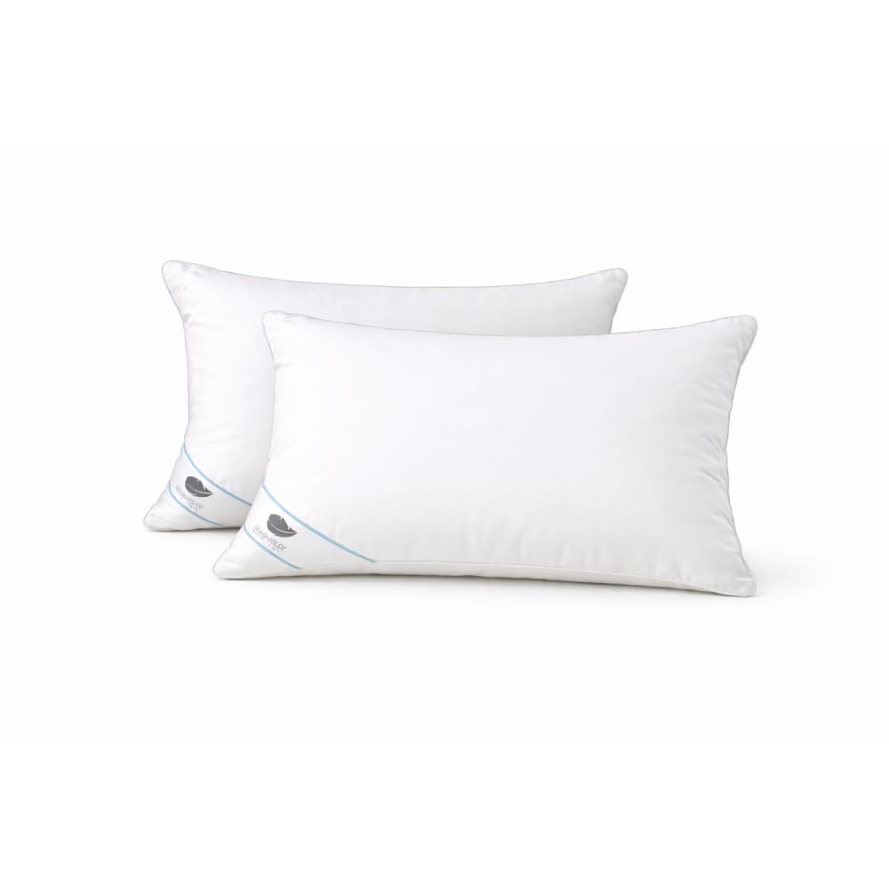 Duvedecor Almohada de Plumón Óptima 70x40 cm – 80% Plumón de Pato Europeo – Almohada con Volumen Medio y Firmeza Alta – Transpirable y Adaptable – Ideal para Dormir Boca Arriba o de Lado