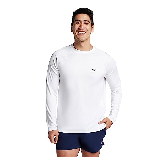 Speedo Men's UV Swim Shirt Long Sleeve Loose Fit Easy...