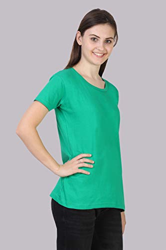 Image of FLEXIMAA Women's Cotton Plain Round Neck Half Sleeve T-Shirt