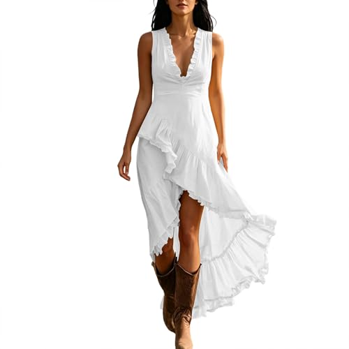 Robe sans manches à volants femme chic et fluide