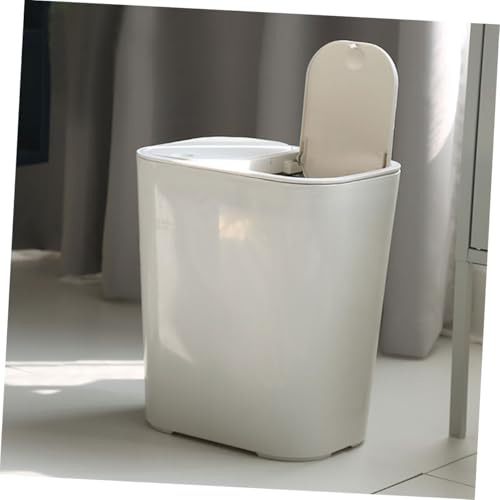 Bote de basura rectangular dual con tapa PRETYZOOM blanco miniatura 3