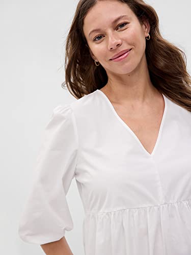 Gap Womens Poplin Tier Top New Off White M #TOP3