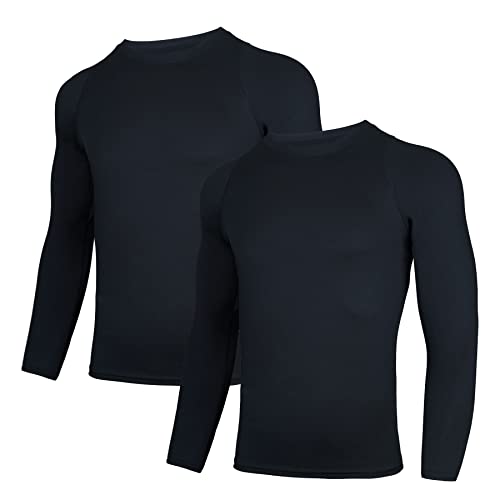 AMZSPORT 2 Piezas Camiseta de Compresión de Manga Larga Hombre Ropa Deportiva para Correr Ejercicio Ciclismo Fitness Gimnasio, NegroNegro M