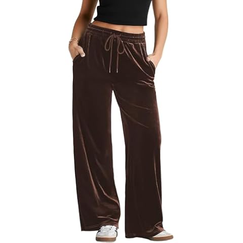 Herseas Women's Brown Velvet Lounge Pants Cover