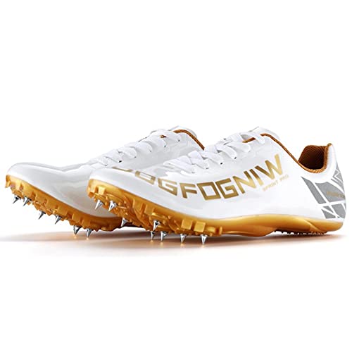 BLBK Chaussures d'athlétisme Spikes - Unisexe - Avec crampons et Sprint - Pour homme et femme, platine, 41 EU Cover