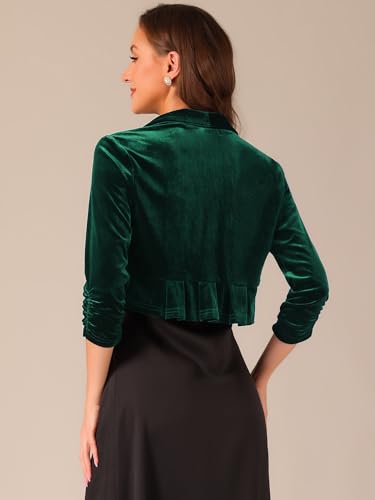 Image of Allegra K 3 /4 Sleeve Velvet Shrug for Women's Open Front Bolero Cropped Cardigan Top