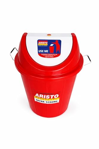 Image of Aristo Swing Lid Garbage Waste Dustbin 32 Ltr (Red) inch