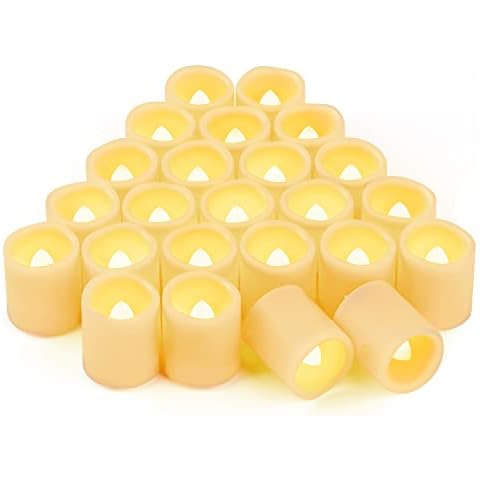 24 PCS 3.8x4.6 CM Warm White Battery Powered Flickering LED Tea Lights, Flameless Votive Electric Fake Candles for Wedding, Festival Celebration,Party, Halloween and Christmas Decoration Cover
