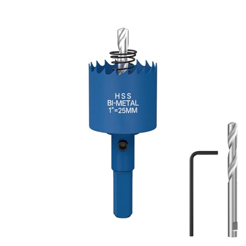 ANDELI 1' Bi-Metal Hole Saw with Center Drill, to be Assembled, high Opening Efficiency for Wood, Corn Hole Boards, Plastic, plasterboard and Thin Sheet Metal Openings