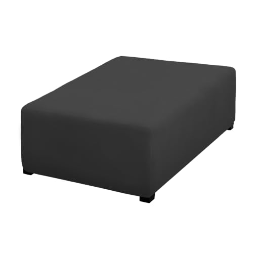 Image of PureFit Super Stretch Form Fit Ottoman Cover Rectangle - Ottoman Slipcovers for Foot Stool Cover & Folding Storage Slipcover for Living Room with Nonslip Elastic Bottom (Medium-L, Dark Gray)