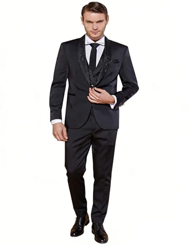 Costume slim fit 3 pièces avec gilet jacquard QZI pour hommes