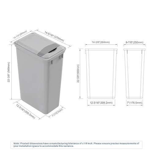 Caneca cuadrada gris de plástico con tapa 50Qt Dowell miniatura 6