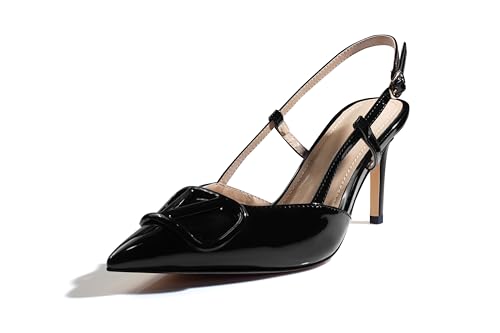 Image of Women Heeled Slingback Sandals Closed Pointed Toe Stiletto High Heels Slip-On Buckle Pumps Backless Evening Prom Party Dress Shoes 5.5-12US