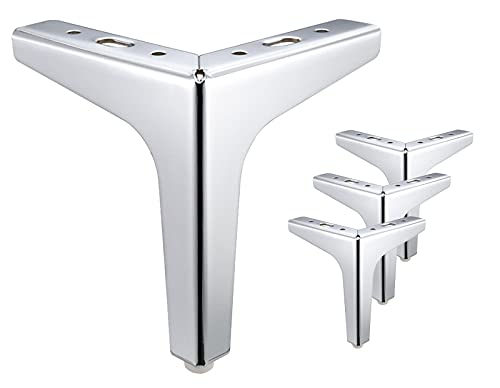 Preisvergleich Produktbild 4 Stück Schwarz Möbelfüße, 5" / 13cm Möbelfüße Metall Schrankfüße DIY Tischbeine Schrankfüsse, für Stühle Schrank und Sofa andere Möbelbeine. (15cm, Silver)
