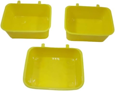 Bird Cage Plastic Food Feeder Rectangular Bowl(Cup) for Cockatiel, Love Birds, Finches, Pigeon, Conure, Java. (Food Feeding Cup, 200 ML, Pack of 3) (MultiColor)