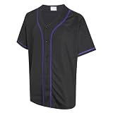 Gabiphy Custom Baseball Jersey for Men Women Unisex Softball Training Button Down Shirt College Sport Uniform Beach Casual Outfits Purple Stripe-Black Jersey Size Medium