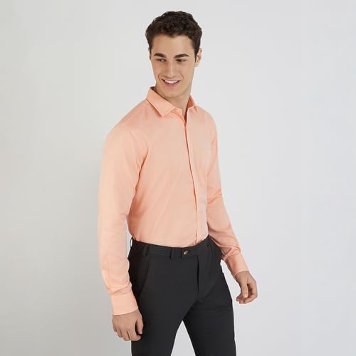 Image of Park Avenue Men's Pure Cotton Structure Pattern Slim Fit Semi Cutaway Collar Full Sleeve Formal Shirt