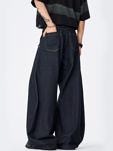 Men's American Retro Denim Jeans Wide Leg Pants4