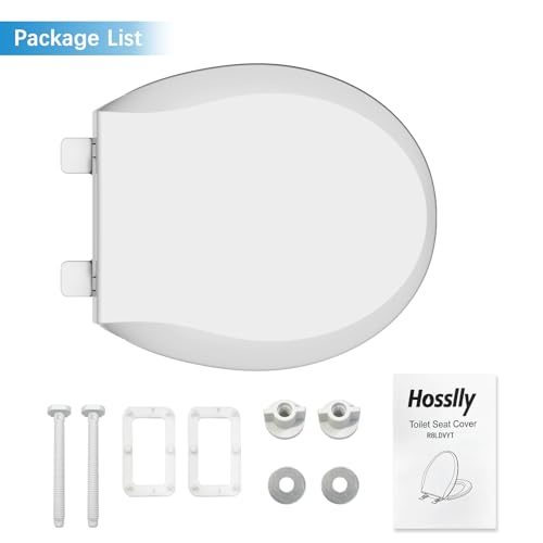 Toilet Seat Round Toilet Seat Cover Soft Close PP Material for Bathroom, Easy to Install, White