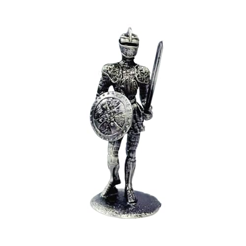 XinZhiRun Metal Knight Statues,Armored Knight,Charging Armored Knight on The Horse,Metal Statues of Medieval Armored Knights,Collections,Gifts, 4 Inch Metal Miniature Figurine. (Sword Knight)