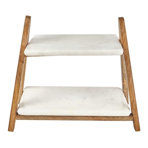 Gourmet Basics by Mikasa Luxor Two Tier Marble Serve Tray Platters