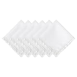 HOULIFE Mouchoirs en coton doux blanc pur pour femme avec bordure en dentelle pour fête de mariage