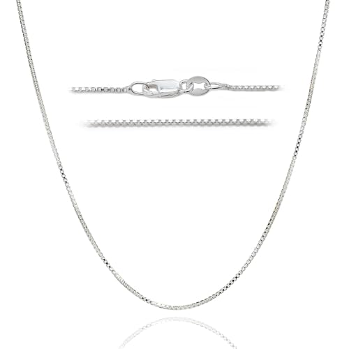 DSS 925 Sterling Silver Necklace for Women, Box Chain 1mm, Lobster Claw Clasps, Sterling Silver Chain, Italian Jewelry for Women, 24in