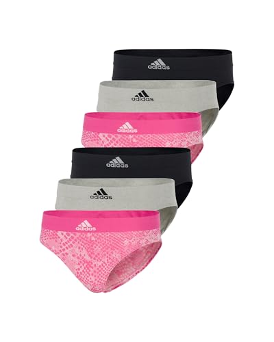 adidas Women's Seamless Hipster Underwear Multipack, Pink Snake/Heather Grey/Black, Small