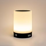 ORIMSBO® Solar Table Lamp, USB & Solar Rechargeable Bedside Night Light, 3 Brightness Levels, IP65 Waterproof, Portable Light for Bedroom, Camping, Patio, Emergency Use
