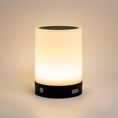 ORIMSBO® Solar Table Lamp, USB & Solar Rechargeable Bedside Night Light, 3 Brightness Levels, IP65 Waterproof, Portable Light for Bedroom, Camping, Patio, Emergency Use