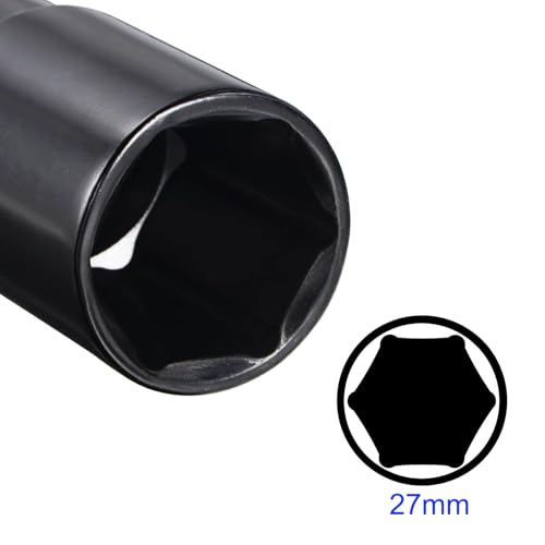 MACHSWON 2Pcs 1/2 Inch Drive - 27mm Deep Impact Socket with 6 Point Design, Heat-Treated Cr-V Steel 78mm Length, Metric Sizes - Image 3