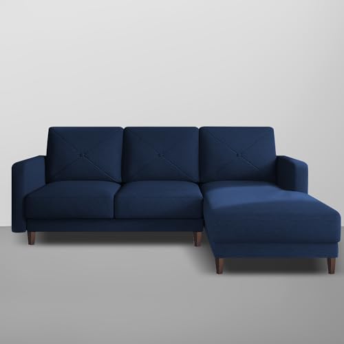 Image of Baloney RHS 4 Seater L Shape Sofa Set for Living Room (Blue Fabric) Premium Fabric Sofa