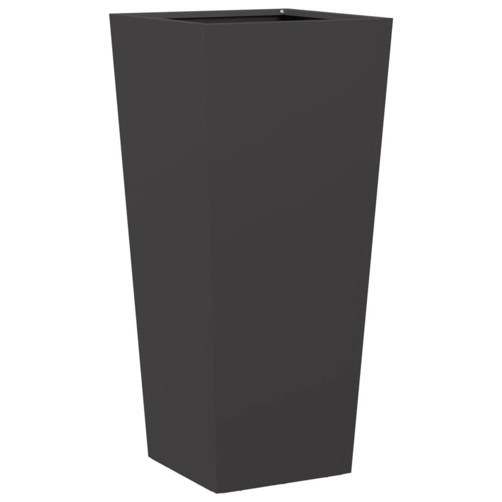 vidaXL Fioriere da Giardino 2 pz Nere 35x35x75 cm in Acciaio, fioriera, fioriera da Patio, Vaso Fiori da Esterni, fioriera da Esterno