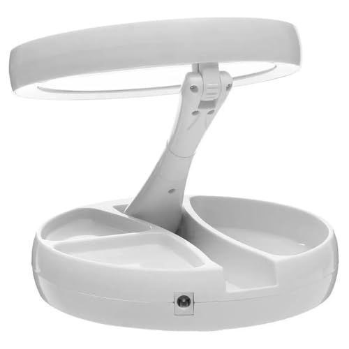 Espelho Facial de Mesa Articulável Espelho de Camarim com Luz de Led Dupla Face 10x de Zoom Portátil