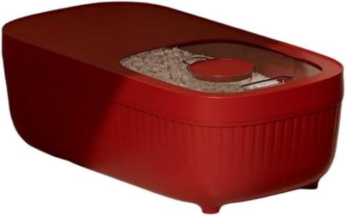 Conutooキッチン整理 家庭用保存用 米びつ 米収納容器 スリム 大容量 密閉 防虫・防湿 米・小麦粉・砂糖・コーヒー豆 (S 5KG,レッド)