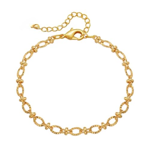 Bracelet maillons ovales pour femme avec breloque cœur doré réglable 749