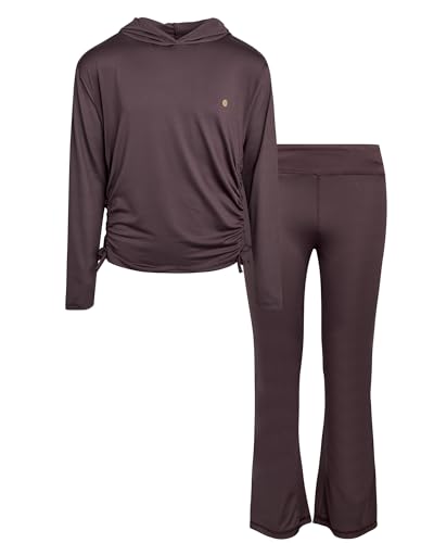 RBX Girls Sweatsuit Set - 2 Piece Pullover Hoodie or Quarter Zip Long Sleeve Tops and Girls Flare Leggings (Sizes 7-12)