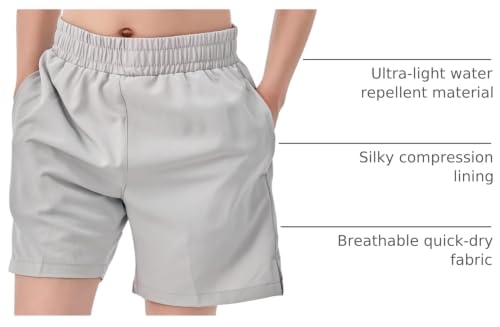 IRELIA 2 Pack Boys Box Brief Liner Compression Zipper Pocket Shorts Kids Quick Dry Active Sports Shorts with Reflective Strip BLG 18-20 Black/Light Grey - image 4