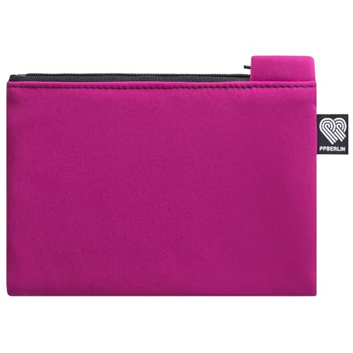 PP-Berlin Etui Medium, Softshell Fuchsia, Vegan, Handgenäht in Berlin Kleines Täschchen für Kinder Damen, Herren, Unisex.