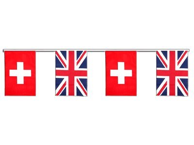 Guirlande Suisse et Royaume-Uni 6 m pour décoration de fête