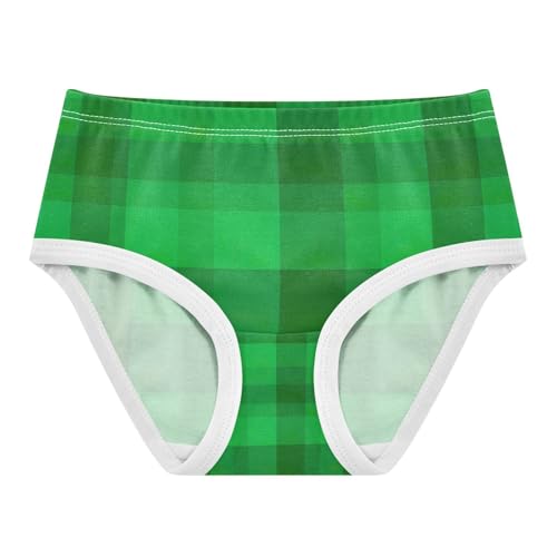 Green Plaid Checkered Green Toddler Girl Undies, Cotton Girls Underwear, 2T–8 Years