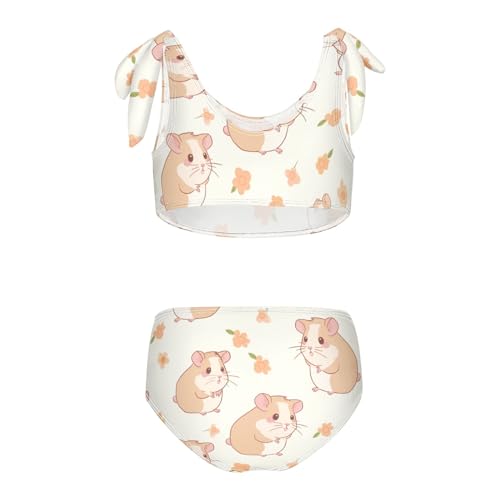 Girls' Bikini Set, Cute Little Hamster Kids Swimsuit 2 Pcs Beach Bathing Suit2