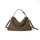 VAKAER Suede Tote Bags for Women, Suede Leather Crossbody Bag with Adjustable Strap Nubuck Retro Crescent Shoulder Satchel Hobo Purse Handbag (Brown)