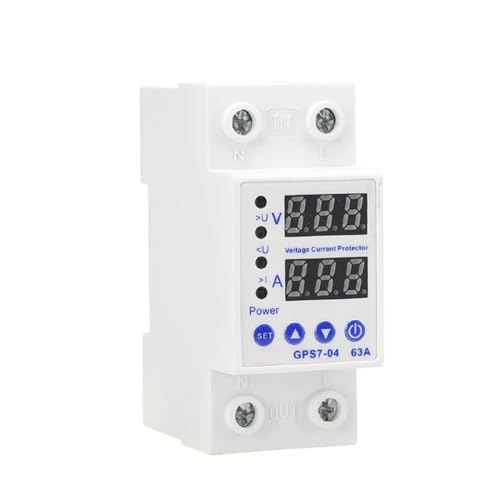 Protector de sobrecorriente GPS7-04 con pantalla dual y corte de relé programable de 40A
