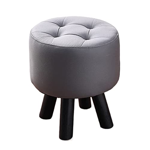 Escabel Moderno Con 4 Patas De Madera, Taburete Otomano Con Asiento Redondo Acolchado, Taburete Para Cambiar Zapatos Para El Salón, Asiento Acolchado Para El Dormitorio ( Color : Grey , Size : 35X30X3